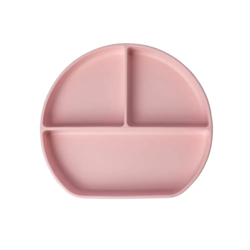 YUMMY Assiette en Silicone Multi-Compartiments avec Ventouse 4M+ - Rose Pastel