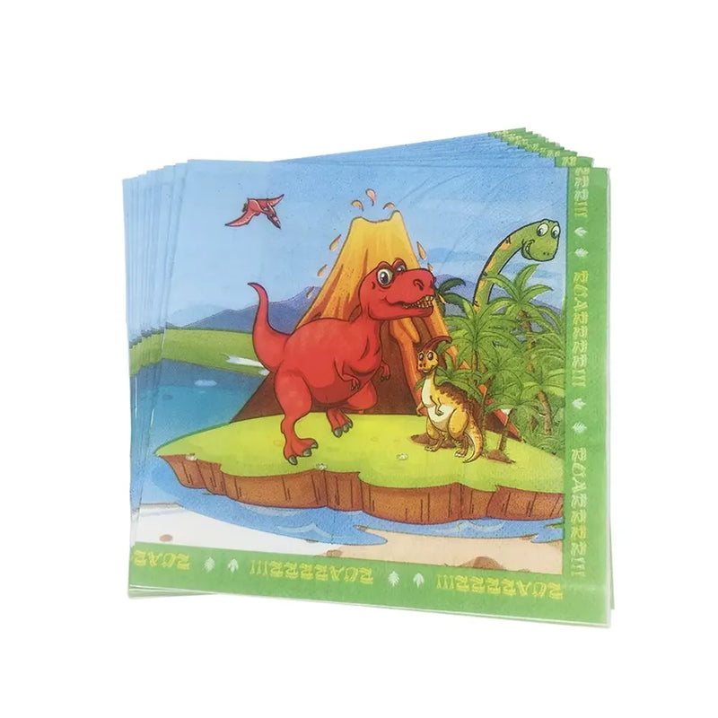 Pack de 10 Serviettes en Papier – Thème Dinosaures