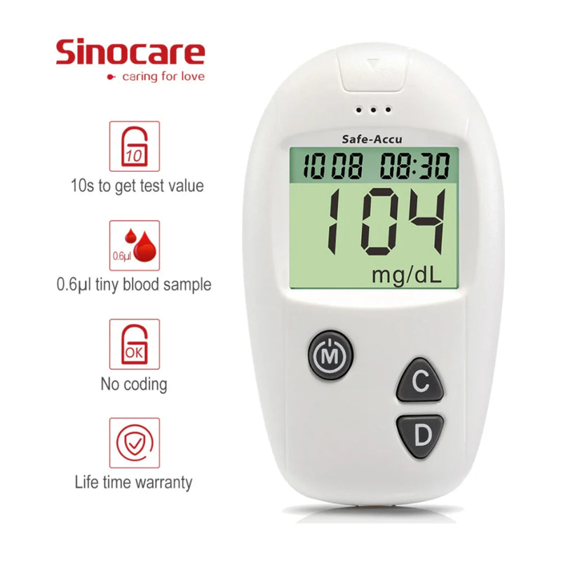 Sinocare Kit Lecteur de Glycémie Safe AQ Voice