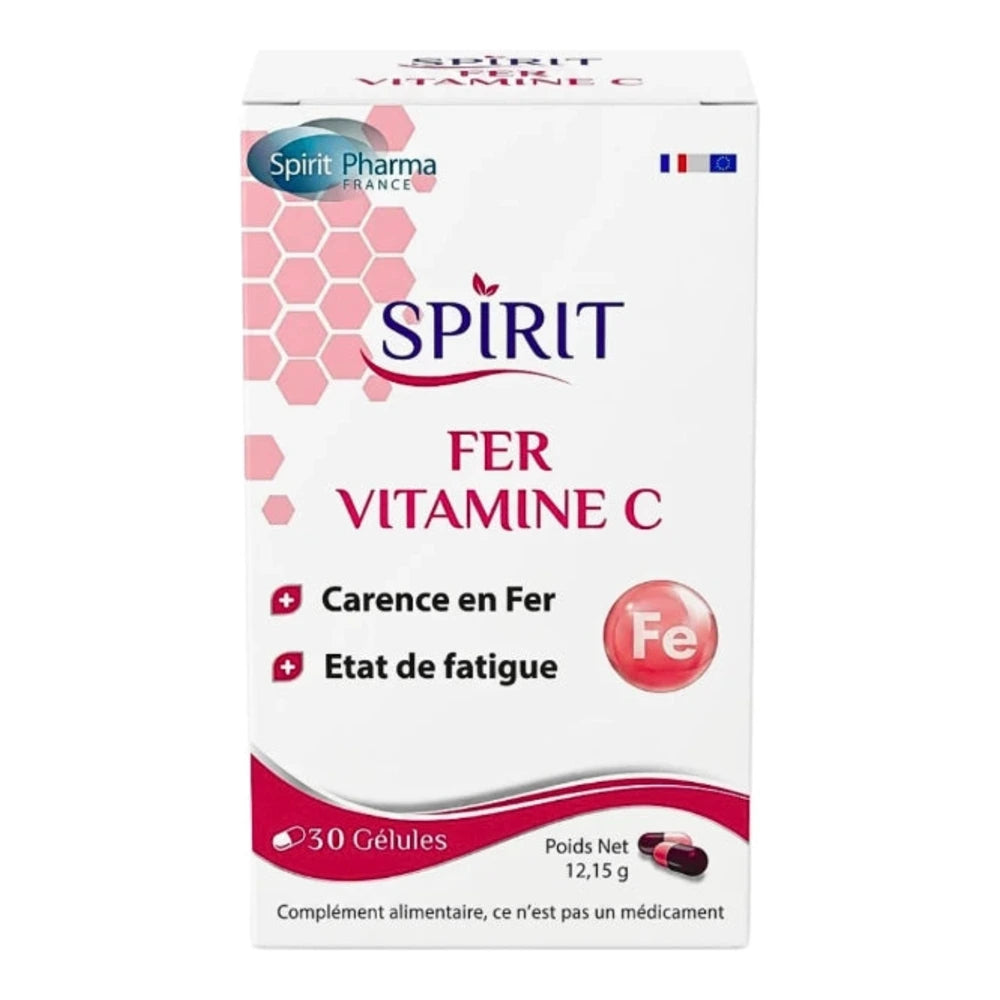 Spirit Fer Vitamine C 60 gélules - boîte du complément alimentaire