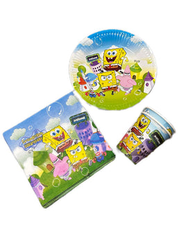 Pack de 10 Serviettes & Assiettes & Gobelets - Spongebob