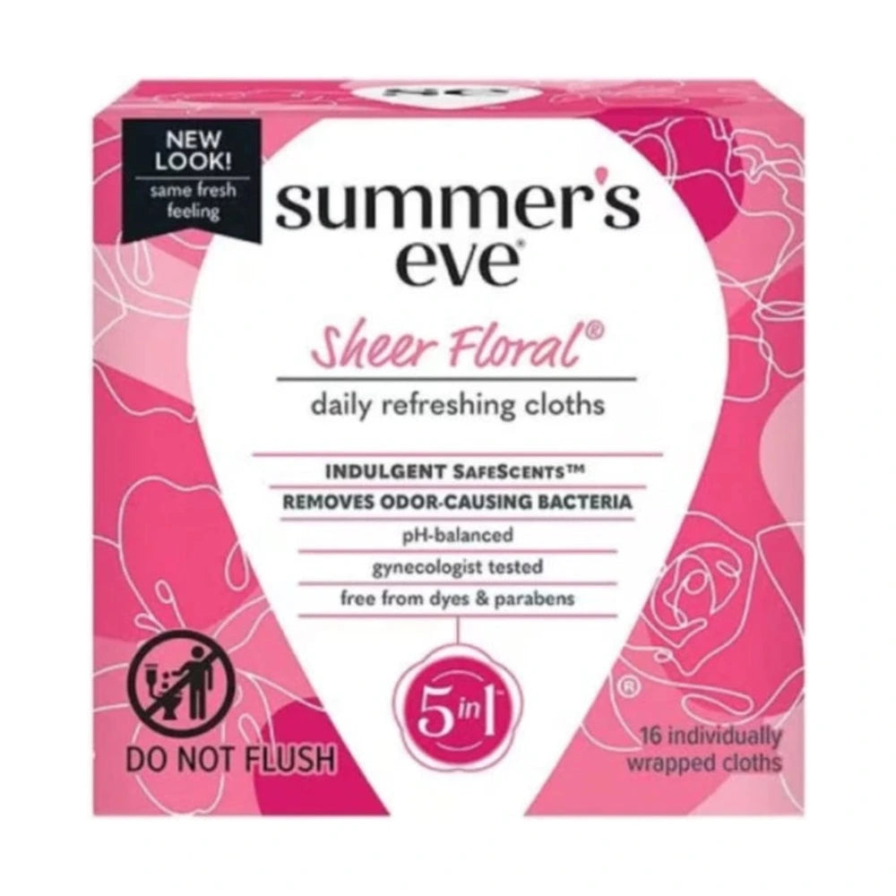 Summer’s Eve Sheer Floral lingettes nettoyantes intimes – paquet de 16