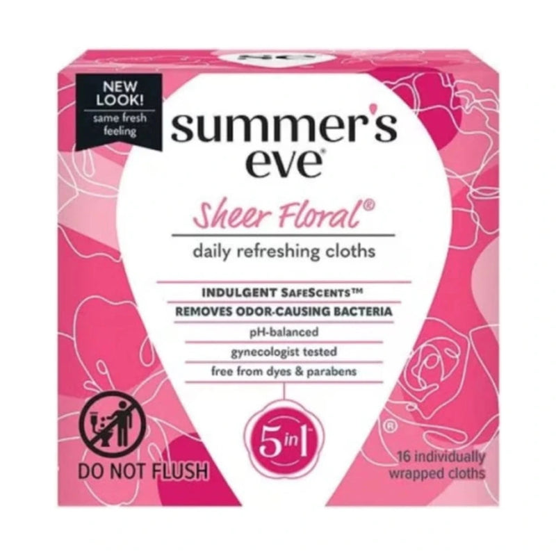 Summer's Eve Sheer Floral Intimate Cloths x16