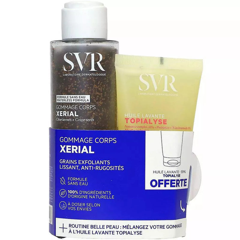 SVR Xérial Gommage Corps 100ml+ Topialyse Huile Lavante Offerte