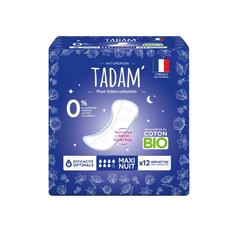 Tadam’ Serviettes Fuites Urinaires Maxi Night - 12 Unités