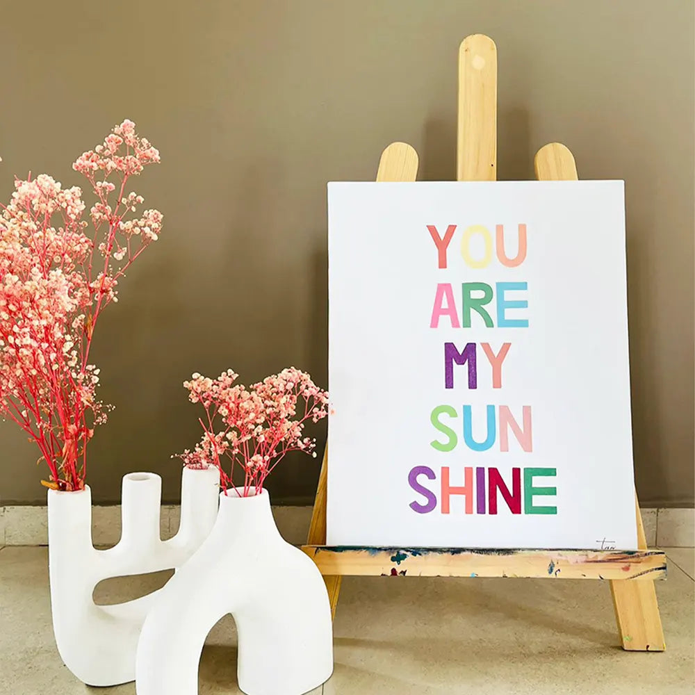 Ensemble de 3 Toiles en Acrylique Décoratives - Soleil & You Are My Sun Shine & Fleurs