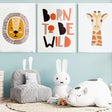 Ensemble de 3 Toiles en Acrylique Décoratives - Lion & Born To Be Wild & Giraffe