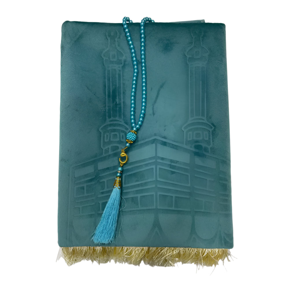 Premium Prayer Mat &amp; Rosary Beads Set - Turquoise