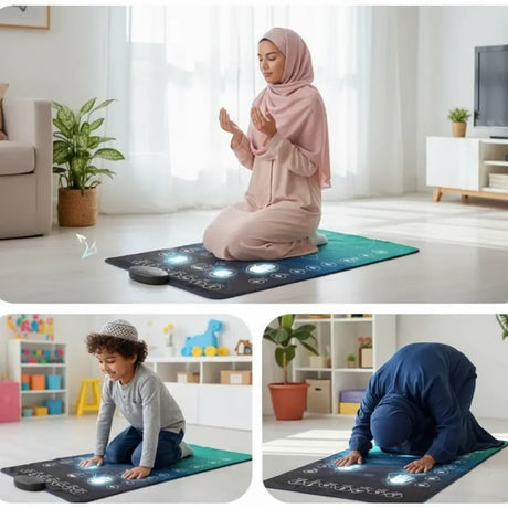 Tapis de Prière Pédagogique pour Enfant et Adulte – Bleu