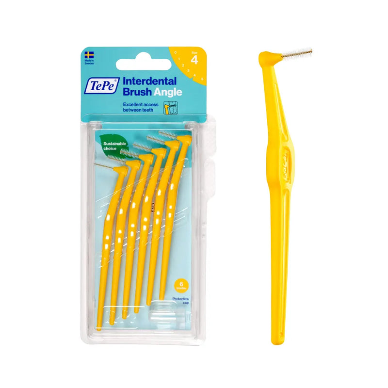 TePe Set of 6 Angle Interdental Brushes 0.7mm Size 4 - Yellow