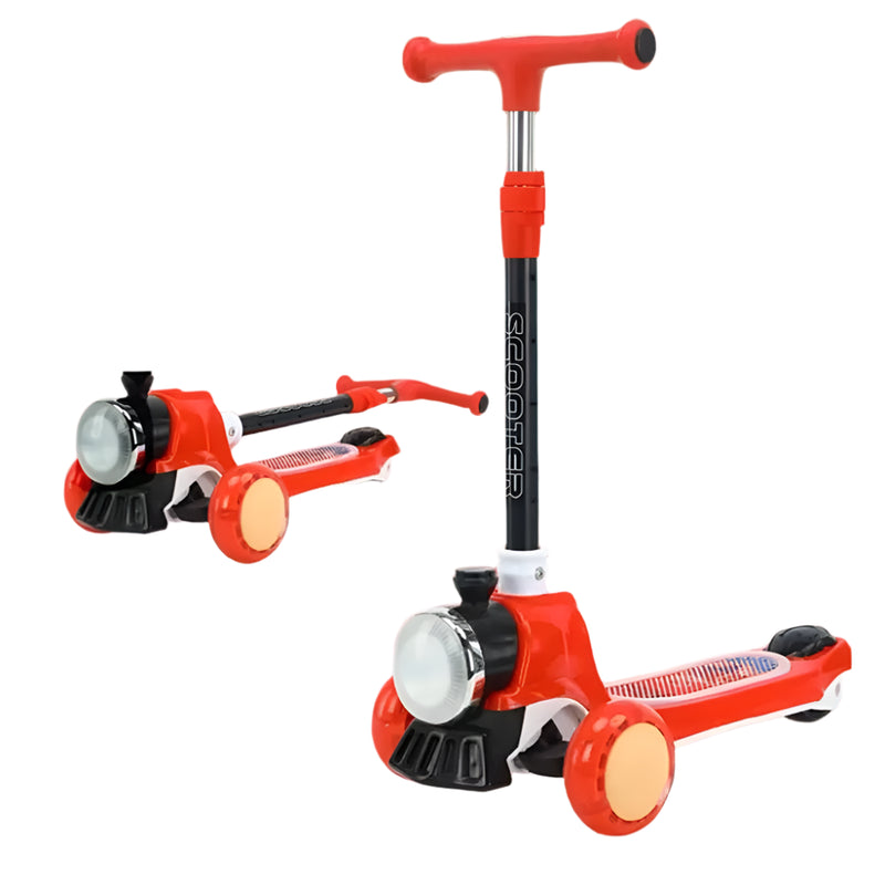 Trottinette 3 Roues Enfant avec Lumière Frontale - Rouge