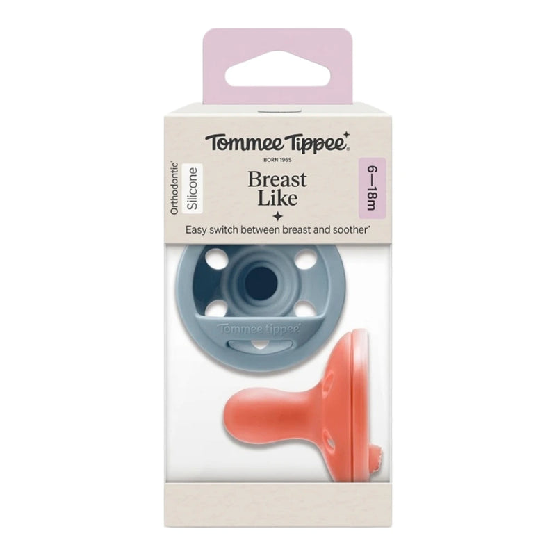 Tommee Tippee Lot de 2 Sucettes Type Sein Breast-like 6-18 Mois Fille