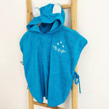 Organic Flores Ponchos Enfant - Bleu Turqoise