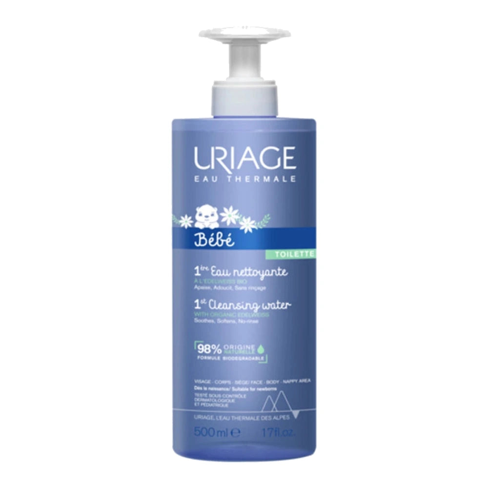 Uriage Bébé 1ère Eau nettoyante – flacon pompe 500 ml