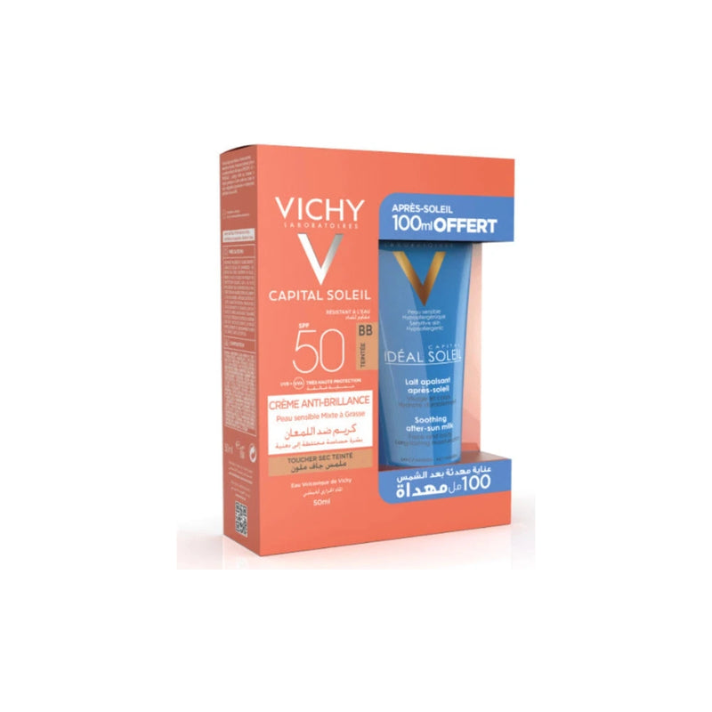Vichy Capital Soleil Pack Crème Anti-Brillance Teintée SPF 50 + Après-Soleil 100 ml