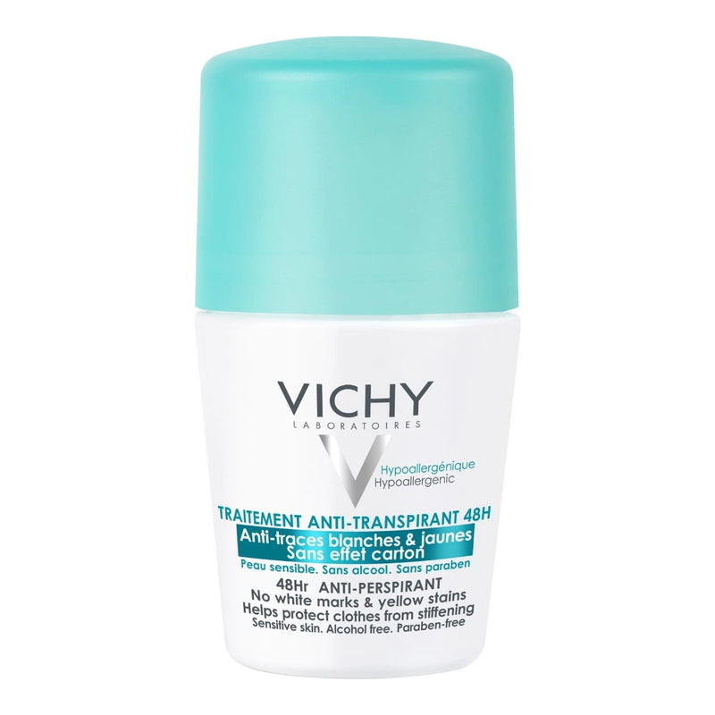 Vichy مزيل عرق كروي 48 ساعة مضاد للبقع الصفراء والبيضاء 50 مل