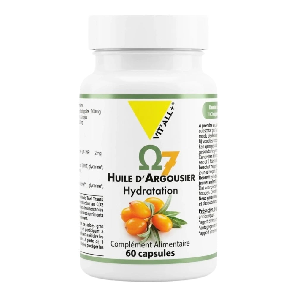 Vit'All+ Oméga 7 huile d'argousier – pot de 60 capsules