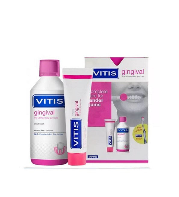 Vitis Gingival Toothpaste 75ml + Mouthwash 500ml + Toothbrush