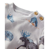 Ensemble 2 Pièces en Molleton Coton Bio Forêt Bébé Garçon Little Planet - Bleu