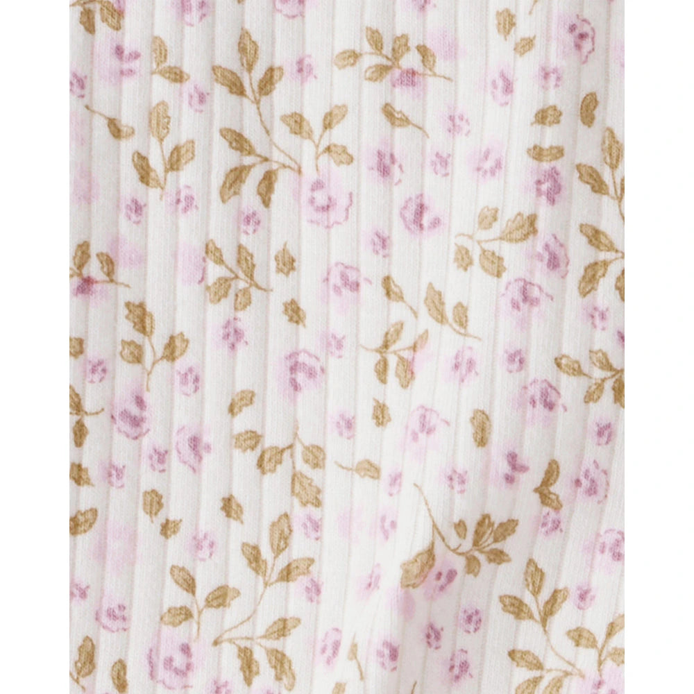 Lot de 2 Leggings Côtelés en Coton Bio Bébé Fille Little Planet - Fleurs Lilas