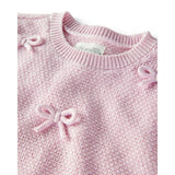 Ensemble 2 Pièces Pull en Tricot Coton Bio Nœuds Bébé Fille Little Planet - Rose