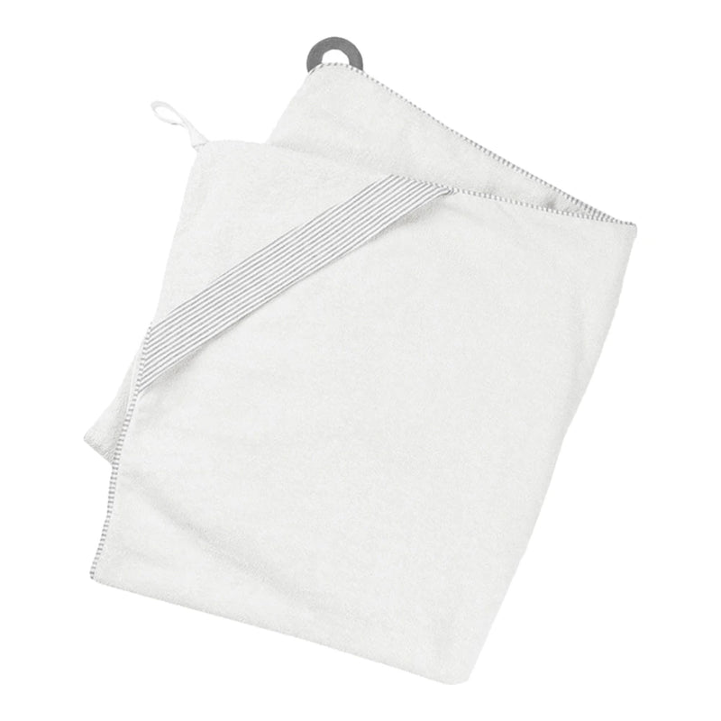 رداء استحمام Doomoo Dry'n Play مقاس XL بقلنسوة مع حلقة تسنين - أبيض