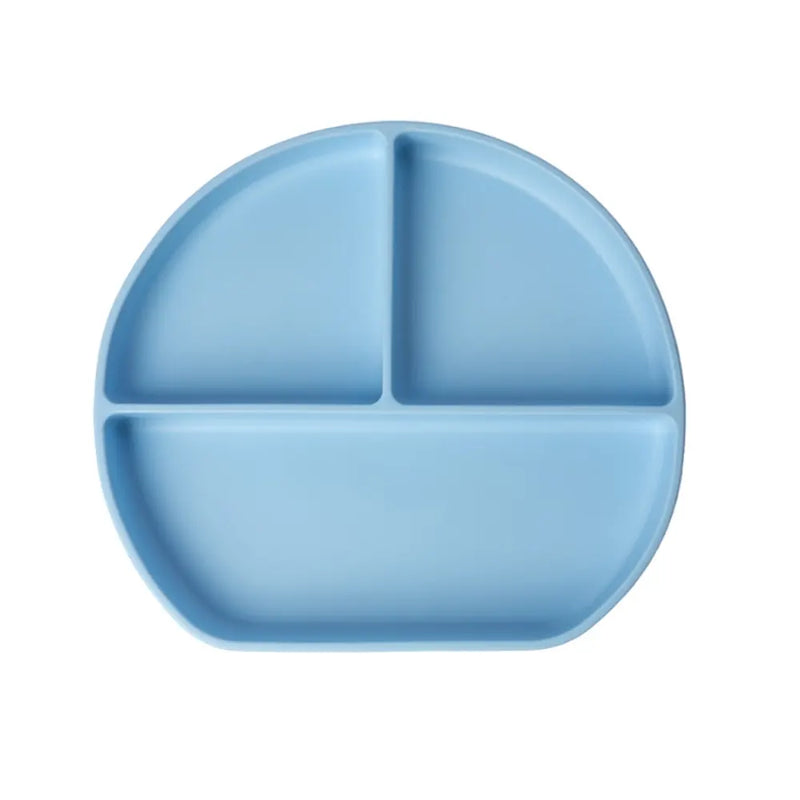 YUMMY Assiette en Silicone Multi-Compartiments avec Ventouse 4M+ - Bleu Ciel