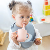 YUMMY Bavoir Chat en Silicone avec Poche 9M+ - Rose Blush