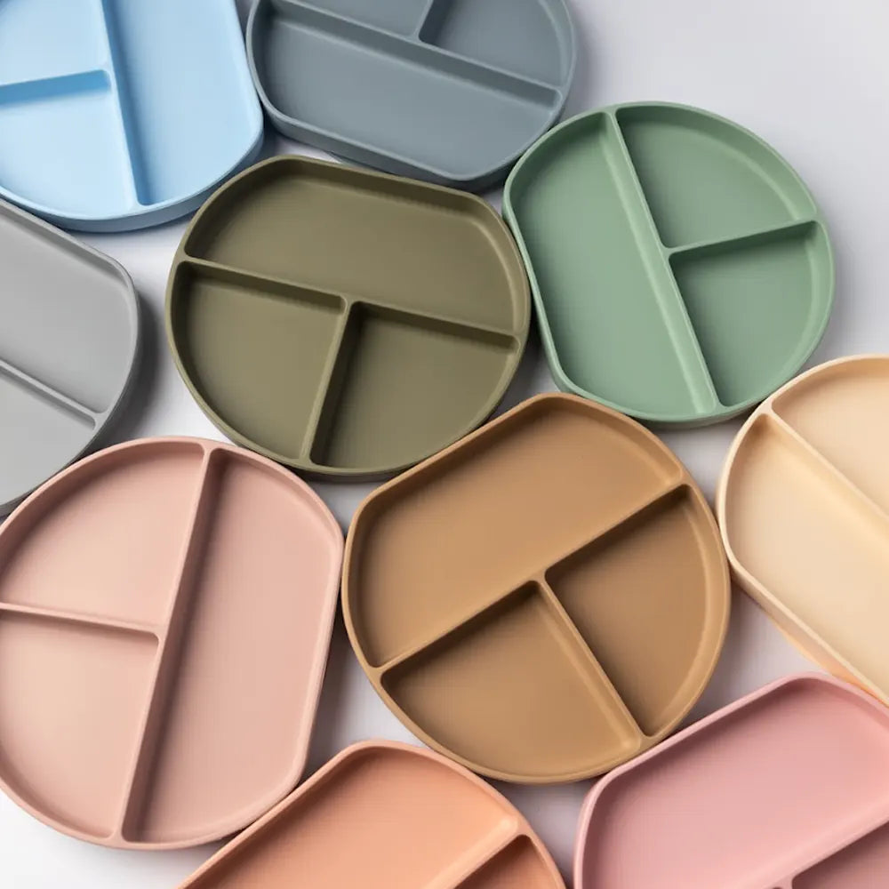 YUMMY Plato de Silicona Multi-Compartimentos con Ventosa 4M+ - Caramelo