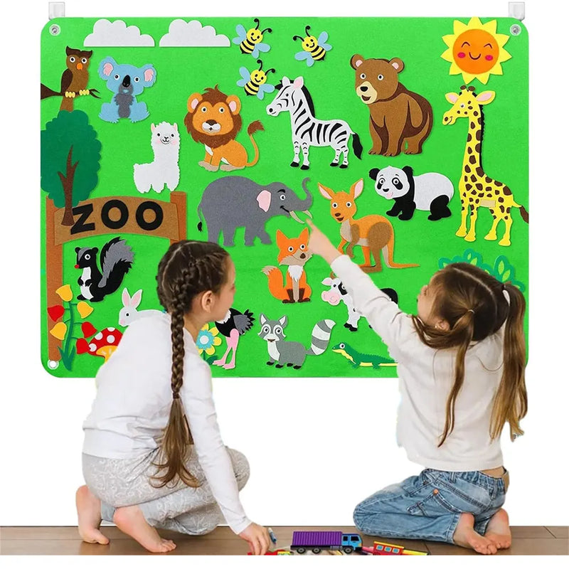 Educational Felt Wall Hanging - Zoo Theme