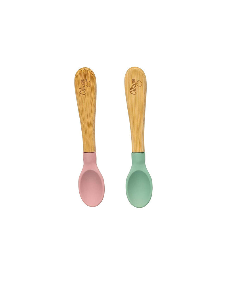 Set de cuillères en Bambou Vert/Rose