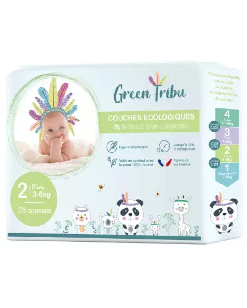 Couches Écologiques Green Tribu Taille 2 / 3-6 kg Mini