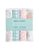 Aden+Anais Set of 4 Cotton Muslin Swaddles - Tropical