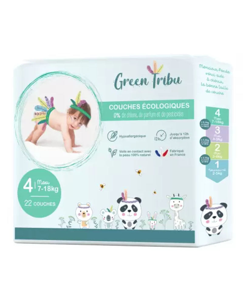 Couches Écologiques Green Tribu Taille 4 / 7-18 kg Maxi