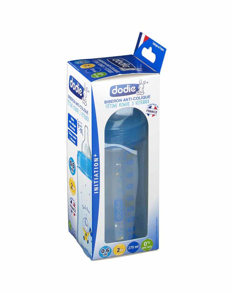 Biberon Dodie Anti-Colique Initiation+ 270ml (0-6m) - Bleu Cosmonaute