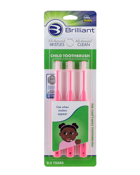 Pack 3 Brosses à dents Brilliant Rose 2-5ans