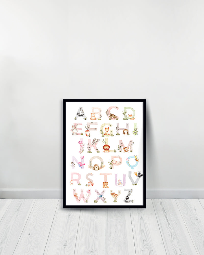 Ensemble de 2 Tableaux décoratifs - Chiffres | Alphabet Animaux - Noir