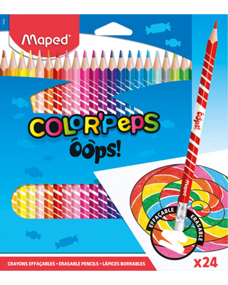 Maped Box of 24 color'peps Oops! erasable Crayons