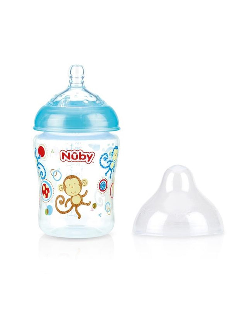 Nûby Wide Neck Polycarbonate Baby Bottle 0m+ 270ml - Sky Blue