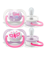 Avent Lot de 2 Sucettes Ultra Air Collection Happy 0-6m Fille