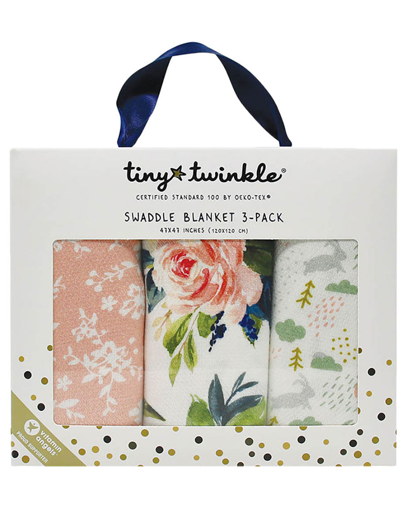 Tiny Twinkle Lot de 3 Couvertures à emmailloter Kaffle - Blush