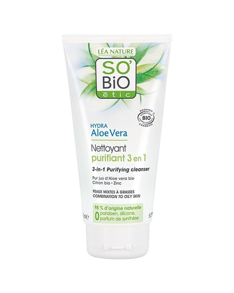 So Bio Gel Nettoyant Purifiant 3en1 Peau Mixte A Grasse Aloe-vera 150ml