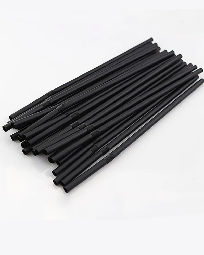 Set of 25 Disposable Paper Straws - Black