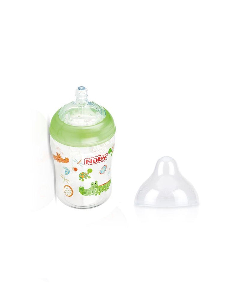 Nûby Wide Neck Polycarbonate Baby Bottle 0m+ 180ml - Green