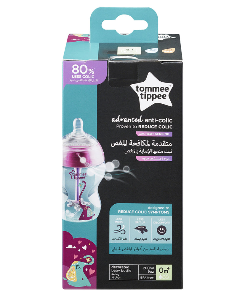 Biberon Tommee Tippee anti-colique avancé 0m+ Rose - 260ml