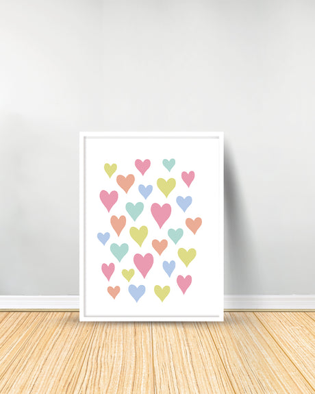 Set of 3 decorative paintings - Hearts | Rainbow | You Are Magic - White