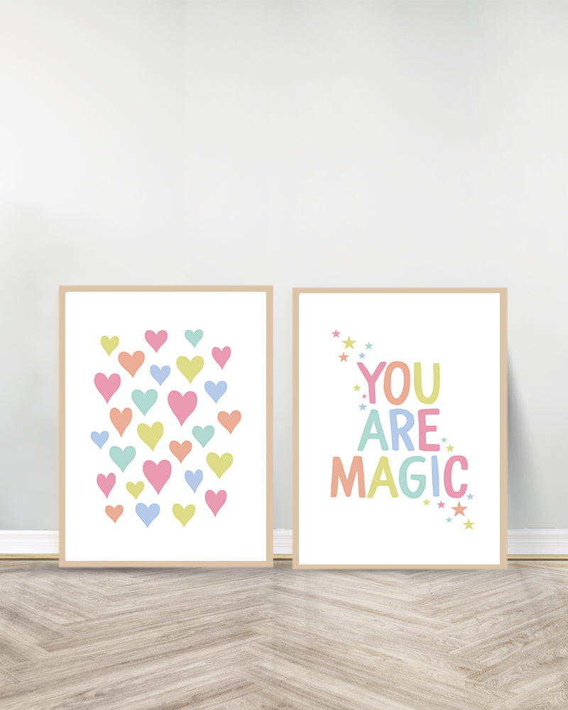 Ensemble de 2 Tableaux décoratifs - Cœurs | You Are Magic - Bois