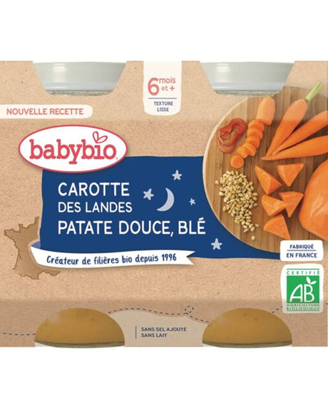 Babybio bonne nuit carotte patate douce & blé 2x200g