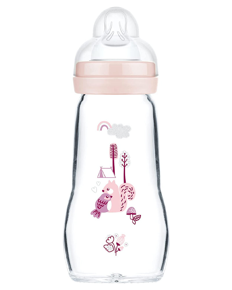 MAM Glass Baby Bottle 260ml - Pink