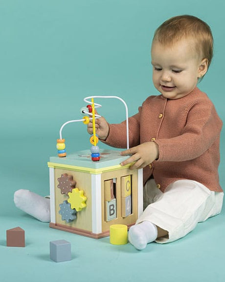 يوريكا كيدز - مكعب متعدد الأنشطة خشبي للأطفال من عمر 18 شهر فما فوق